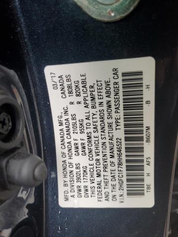 2HGFC1F78HH646522 - 2017 HONDA CIVIC EXL Mavi foto 12