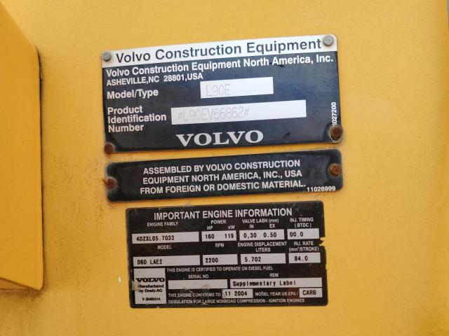 L90EV66862 - 2004 VOLVO L90E YELLOW photo 10