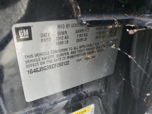 1G4GJ5G3XCF260122 - 2012 BUICK LACROSSE T BLACK photo 13