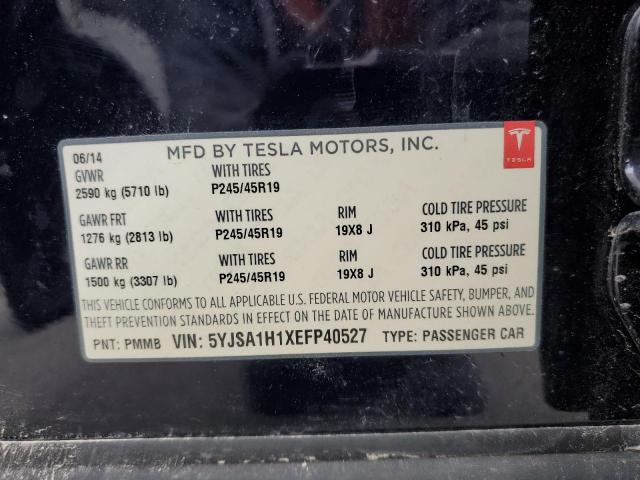 5YJSA1H1XEFP40527 - 2014 TESLA MODEL S Կապույտ լուսանկար 12