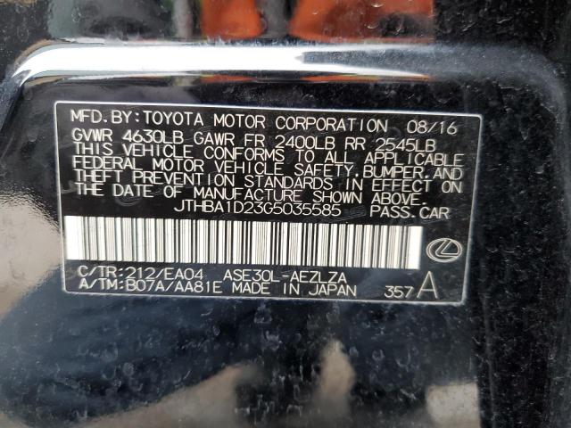 JTHBA1D23G5035585 - 2016 LEXUS IS 200T BLACK photo 12