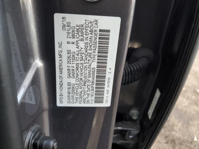 19UUB2F68KA006825 - 2019 ACURA TLX TECHNO GRAY photo 12