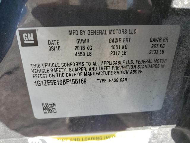 1G1ZE5E16BF156169 - 2011 CHEVROLET MALIBU LTZ ნაცრისფერი ფოტო 12