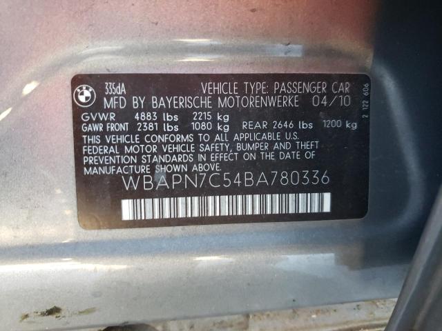 WBAPN7C54BA780336 - 2011 BMW 335 D GRAY photo 12