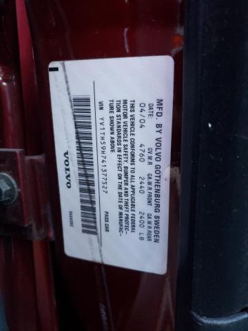 YV1TH59H741377527 - 2004 VOLVO S80 2.5T MAROON photo 12