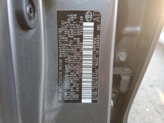2T1KR32E18C712026 - 2008 TOYOTA COROLLA MA GRAY photo 12