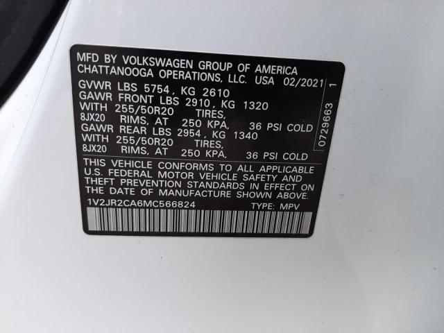 1V2JR2CA6MC566824 - 2021 VOLKSWAGEN ATLAS SE WHITE photo 13