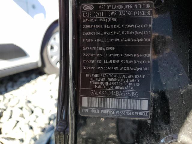 SALAK2D44BA575893 - 2011 LAND ROVER LR4 HSE LU BLACK photo 13