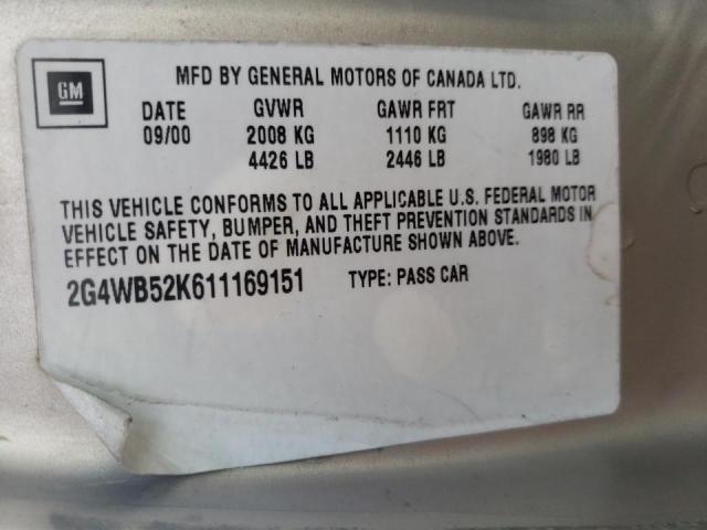 2G4WB52K611169151 - 2001 BUICK REGAL LS 金色 照片 12