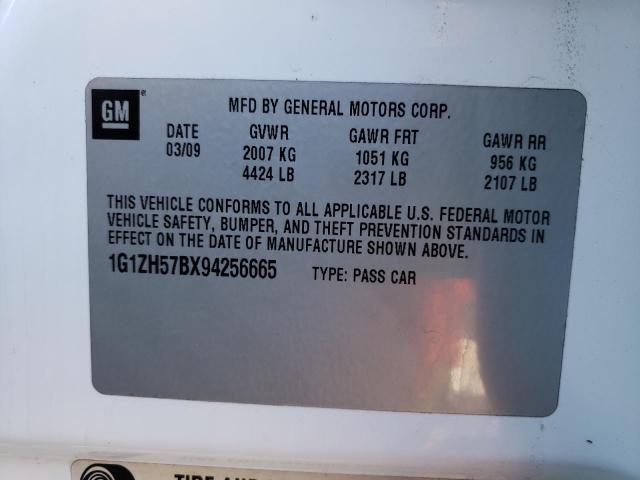 1G1ZH57BX94256665 - 2009 CHEVROLET MALIBU 1LT 白色 照片 12