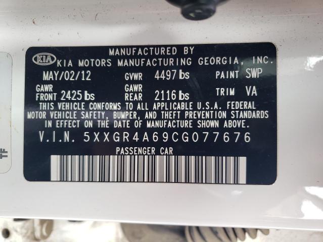 5XXGR4A69CG077676 - 2012 KIA OPTIMA WHITE photo 10
