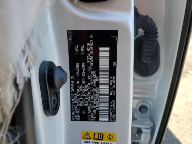 JTJBARBZ3H2129501 - 2017 LEXUS NX 200T BA WHITE photo 10