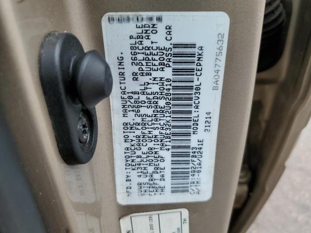 4T1BE32K12U028410 - 2002 TOYOTA CAMRY LE TAN photo 12