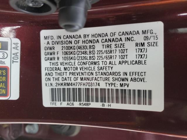 2HKRM4H77FH703174 - 2015 HONDA CR-V EXL BURGUNDY photo 14