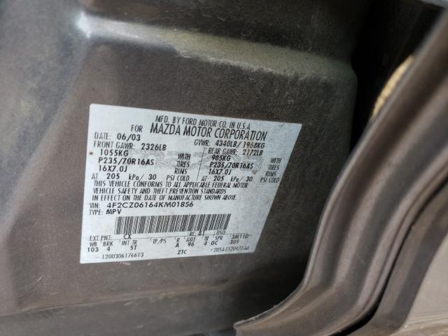 4F2CZ06164KM01856 - 2004 MAZDA TRIBUTE ES 灰色 照片 10