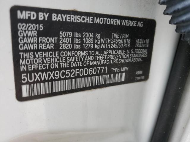 5UXWX9C52F0****** - 2015 BMW X3 XDRIVE2 WHITE photo 13