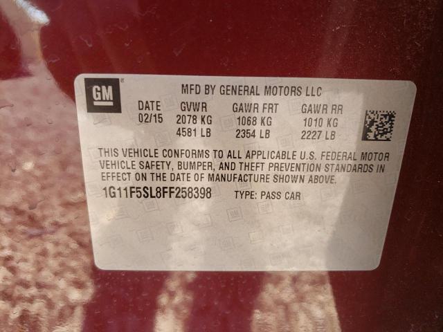 1G11F5SL8FF258398 - 2015 CHEVROLET MALIBU LTZ წითელი ფოტო 12