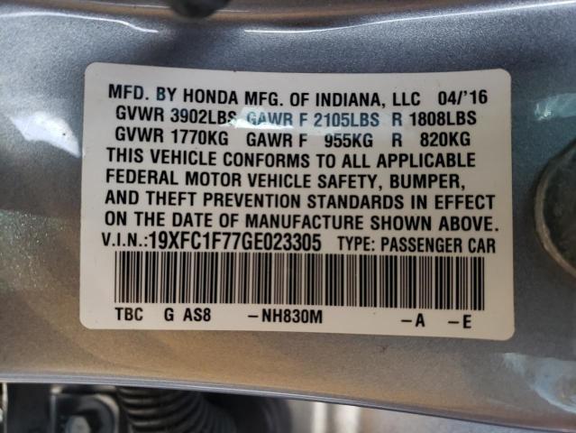 19XFC1F77GE023305 - 2016 HONDA CIVIC EXL Gümüş foto 12