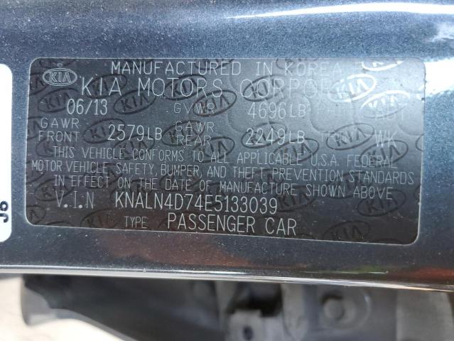 KNALN4D74E5133039 - 2014 KIA CADENZA PR CHARCOAL photo 12