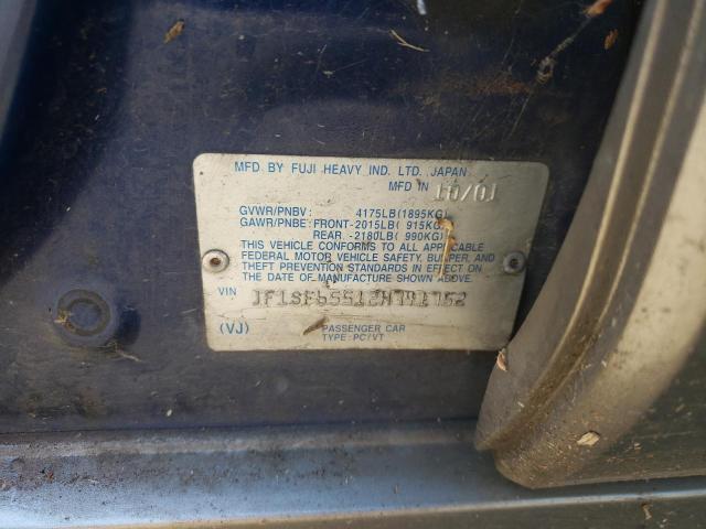 JF1SF65512H741752 - 2002 SUBARU FORESTER S BLUE photo 13