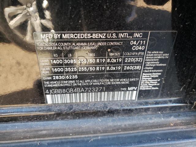 4JGBB8GB4BA723271 - 2011 MERCEDES-BENZ ML 350 4MA BLACK photo 13