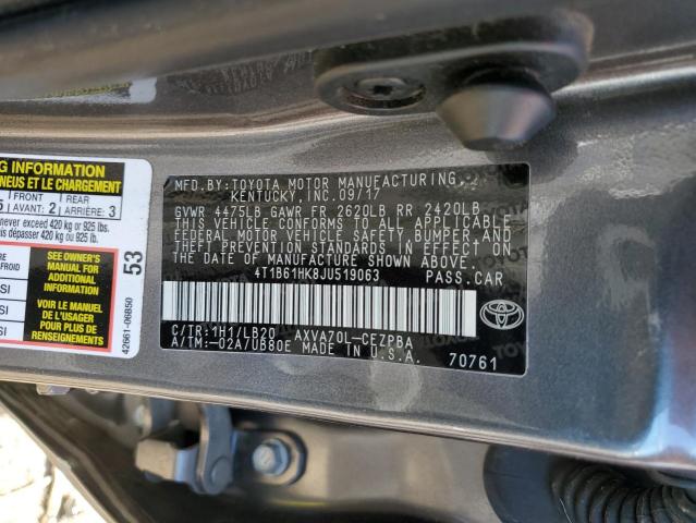 4T1B61HK8JU519063 - 2018 TOYOTA CAMRY XSE CHARCOAL photo 12