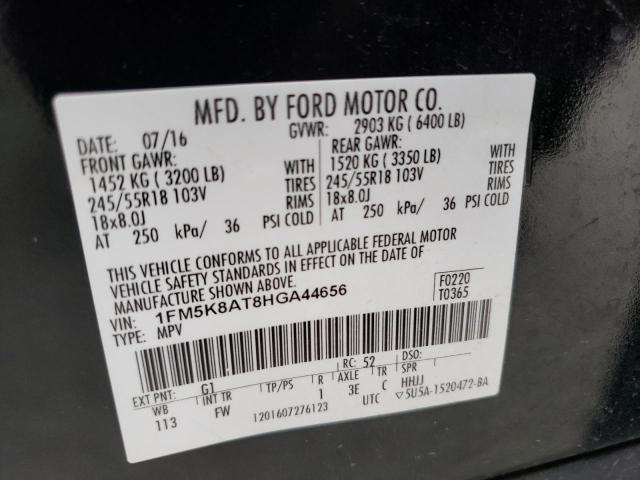 1FM5K8AT8HGA44656 - 2017 FORD EXPLORER P BLACK photo 14