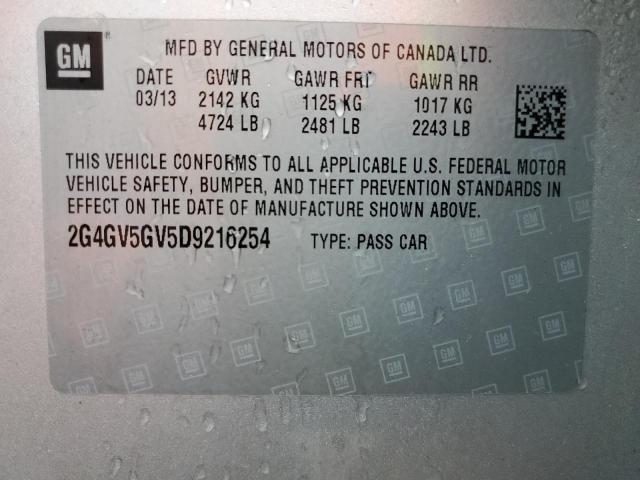 2G4GV5GV5D9216254 - 2013 BUICK REGAL GS Күміс фото 13