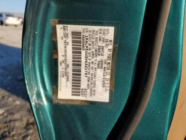 1FALP51U3VA321707 - 1997 FORD TAURUS G GREEN photo 12