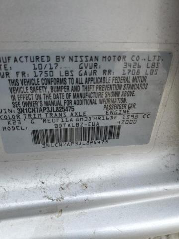 3N1CN7AP3JL825475 - 2018 NISSAN VERSA SILVER photo 13