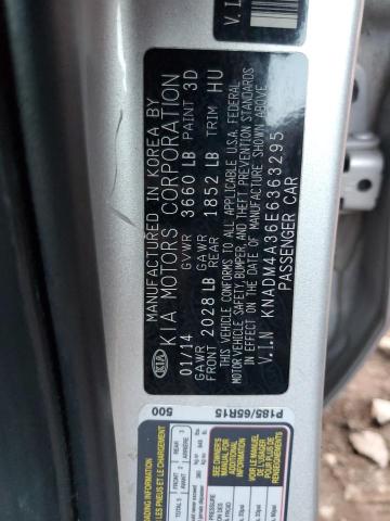 KNADM4A36E6363295 - 2014 KIA RIO LX SILVER photo 12