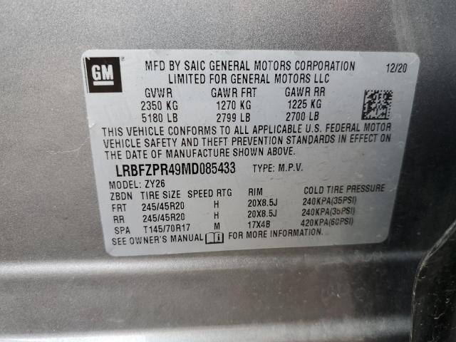 LRBFZPR49MD085433 - 2021 BUICK ENVISION E GRAY photo 13