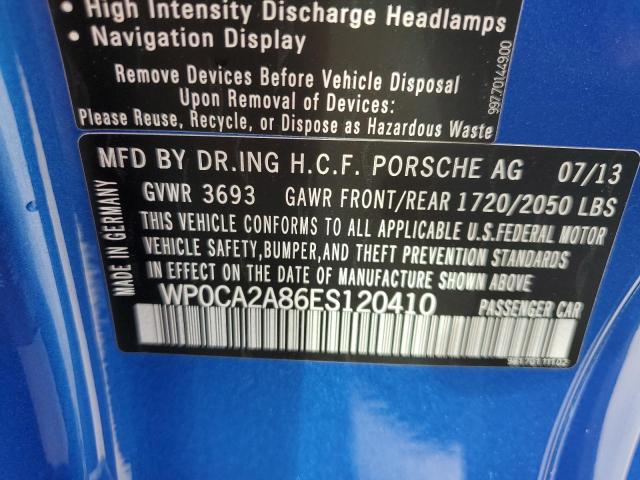 WP0CA2A86ES120410 - 2014 PORSCHE BOXSTER BLUE photo 12