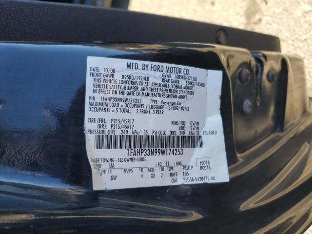 1FAHP33N99W174253 - 2009 FORD FOCUS SES BLACK photo 12