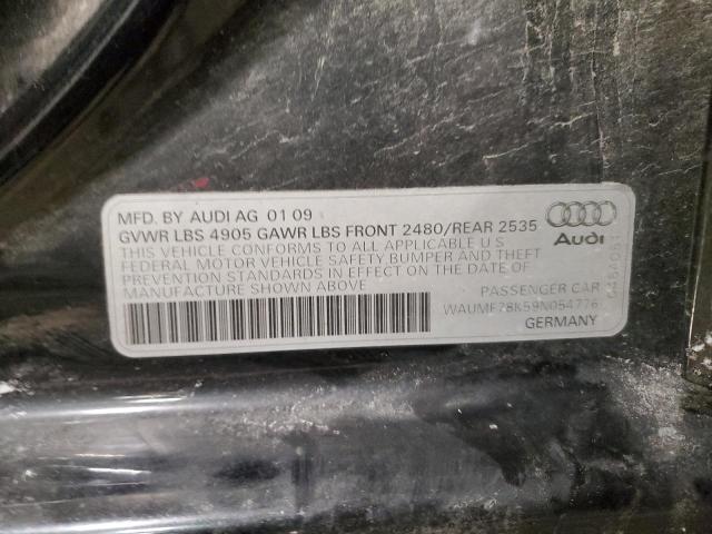 WAUMF78K59N054776 - 2009 AUDI A4 PRESTIG BLACK photo 12