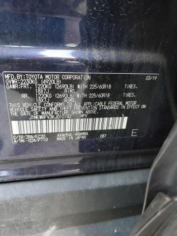 JTMEWRFV3KJ010742 - 2019 TOYOTA RAV4 XSE BLUE photo 12