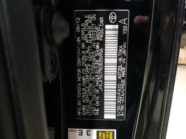 JTKJF5C79D3055956 - 2013 TOYOTA SCION TC BLACK photo 12