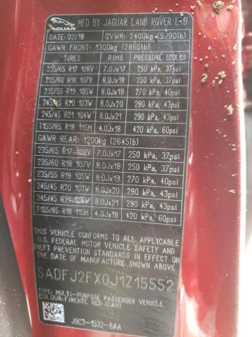 SADFJ2FX0J1Z15552 - 2018 JAGUAR E-PACE S RED photo 13