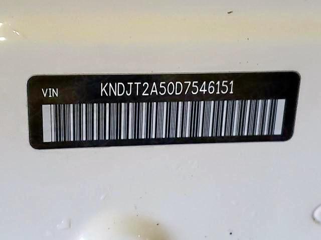 KNDJT2A50D7546151 - 2013 KIA SOUL WHITE photo 10