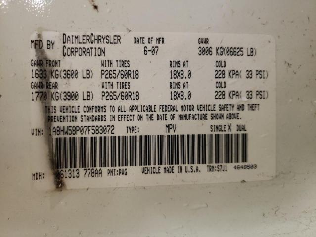 1A8HW58P07F583072 - 2007 CHRYSLER ASPEN LIMI 奶油色 照片 14