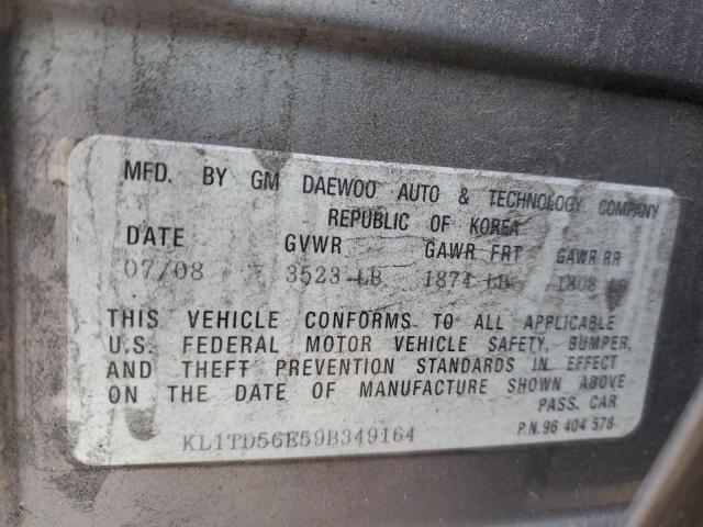 KL1TD56E59B349164 - 2009 CHEVROLET AVEO LS 银色 照片 12