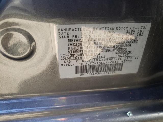 3N1CN8EV3ML891754 - 2021 NISSAN VERSA SV GRAY photo 13