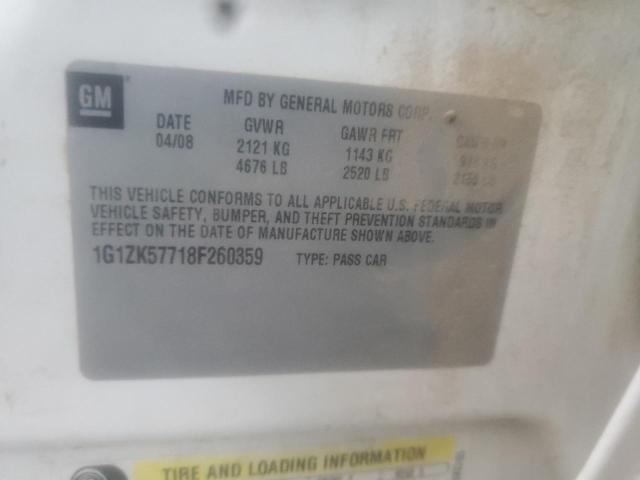 1G1ZK57718F260359 - 2008 CHEVROLET MALIBU LTZ თეთრი ფოტო 12