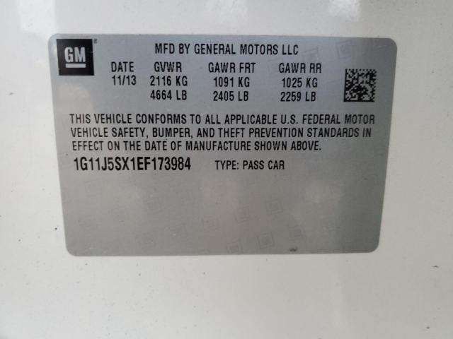 1G11J5SX1EF173984 - 2014 CHEVROLET MALIBU LTZ თეთრი ფოტო 12