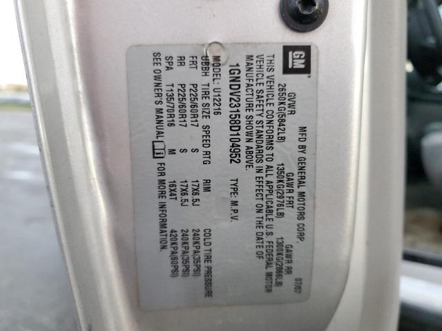 1GNDV23158D104952 - 2008 CHEVROLET UPLANDER L Boz foto 13