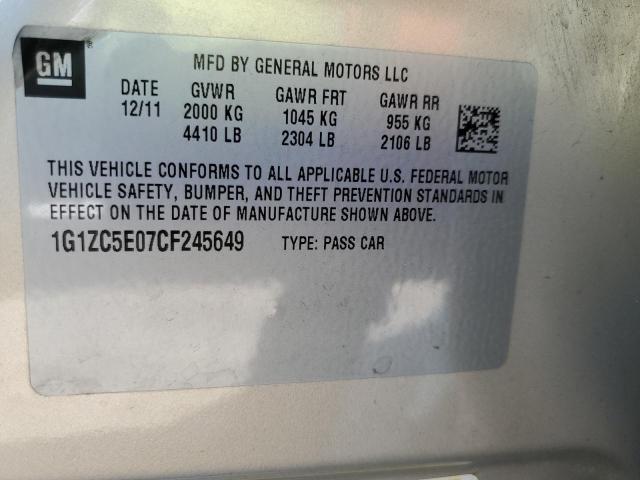 1G1ZC5E07CF245649 - 2012 CHEVROLET MALIBU 1LT Қоңыр фото 12