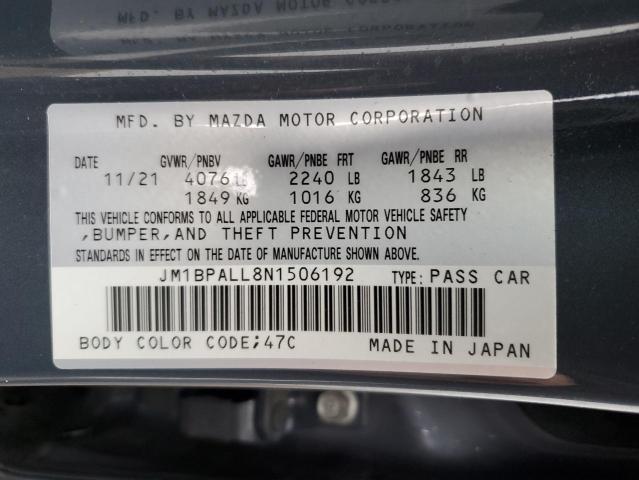 JM1BPALL8N1506192 - 2022 MAZDA 3 PREFERRE GRAY photo 10