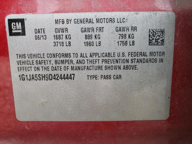 1G1JA5SH9D4244447 - 2013 CHEVROLET SONIC LS MAROON photo 12