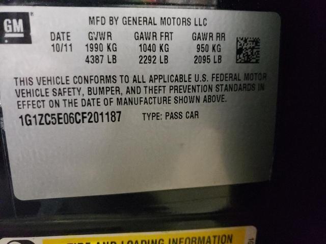 1G1ZC5E06CF201187 - 2012 CHEVROLET MALIBU 1LT შავი ფოტო 12