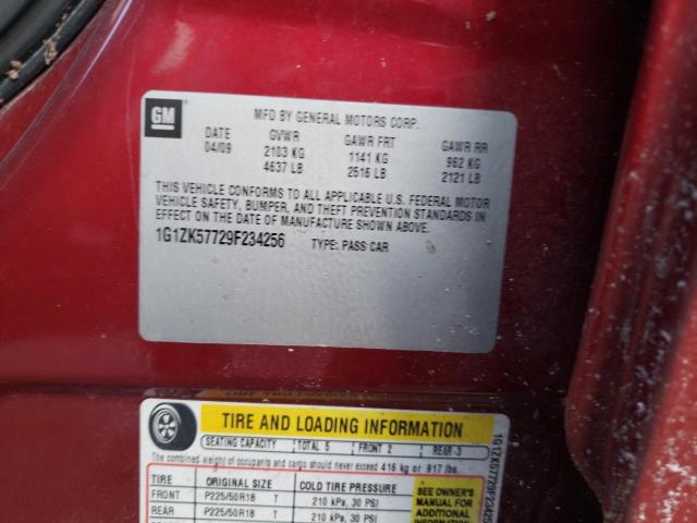 1G1ZK57729F234256 - 2009 CHEVROLET MALIBU LTZ ბურგუნდია ფოტო 12